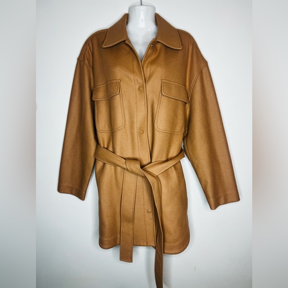 Aritizia Wilfred Rialto Tan Wool Coat with belt - Picture 3 of 12